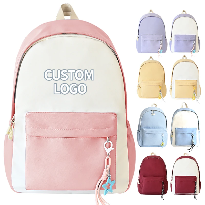 Support customized student leisure travel backpack Waterproof nylon high quality fabric school bag Teenager School Bag Backpack