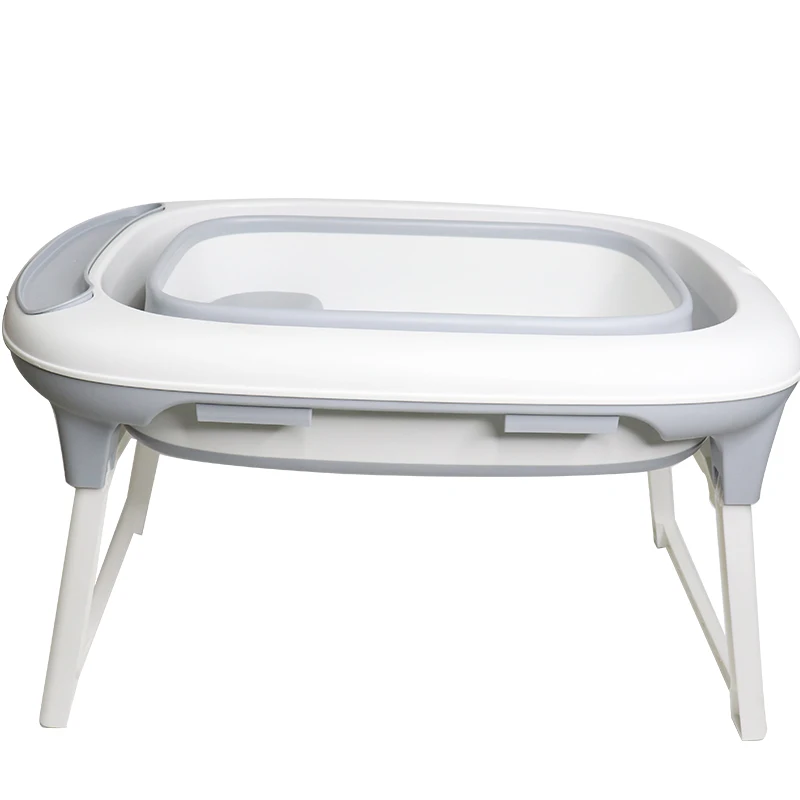 Глубокая детская пластиковая Складная Ванна, портативная мини-ванна в подарок с детским ковриком для ванны