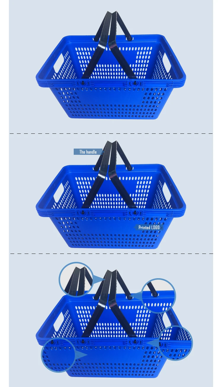 Пластиковая ручная корзина с двумя ручками из HDPP корзины для покупок в супермаркете различные стили