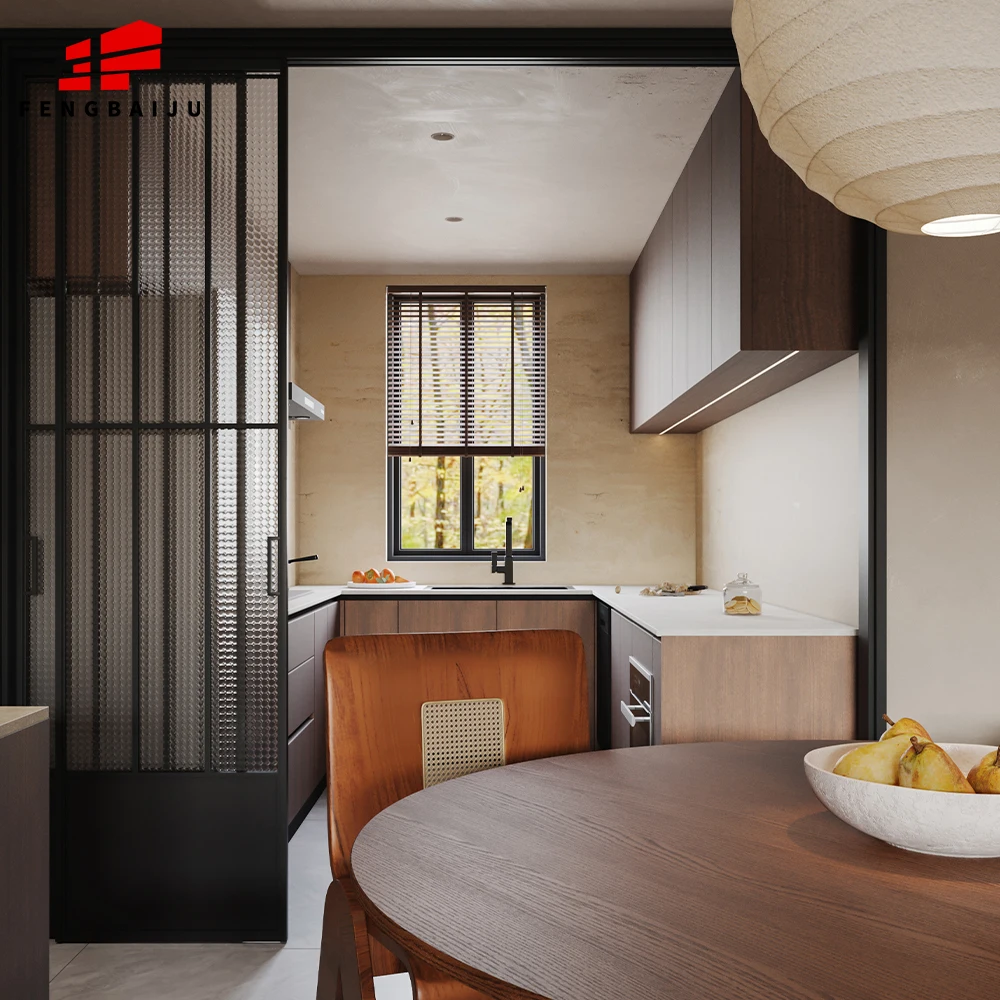 FBJ Modern shaker design kitchen all custom durable cupboard white marble top lacquer finished wooden kitchen cabinets