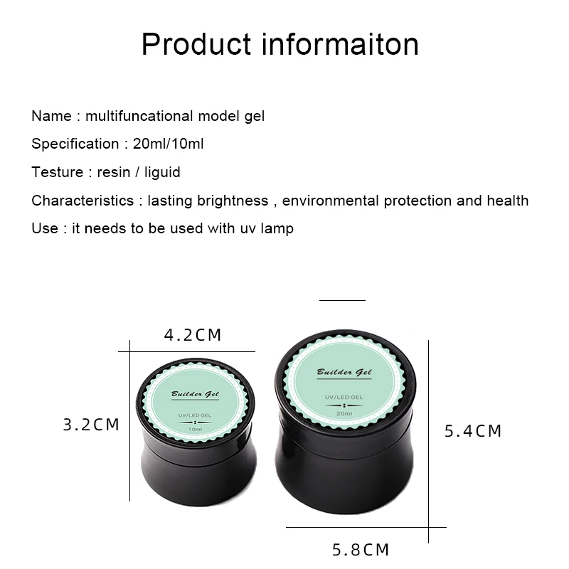 High Quality Hot Sale  Nail Extension 5g 30g 50g No Sticky Clear Jelly Gel Polish Use With UV Lamp For Rhinestones Decorations