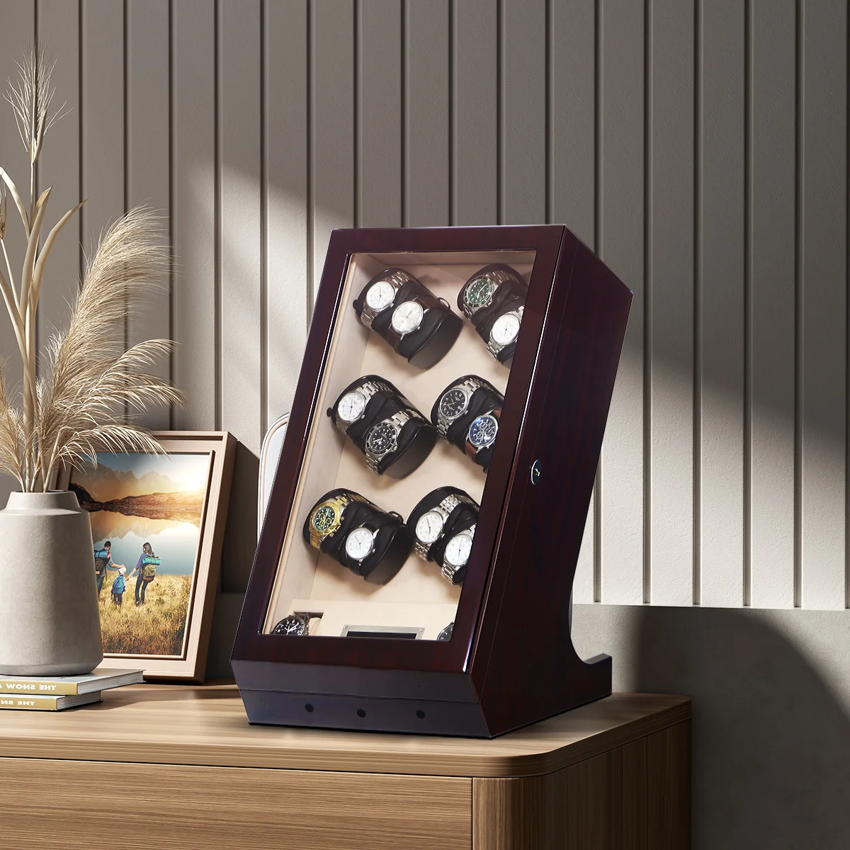 Japanese Quiet Motor Smart Fingerprint Unlock watch display box wooden watch box watch Winder