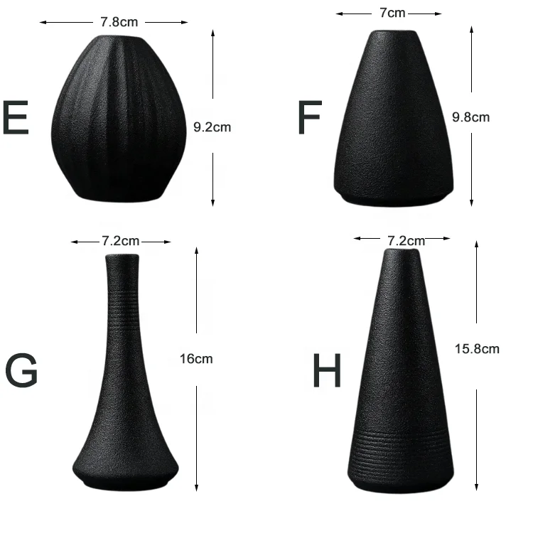 hot sale japanese ikebana vase modern tabletop decoration small flower vase black ceramic matte vases for home decor