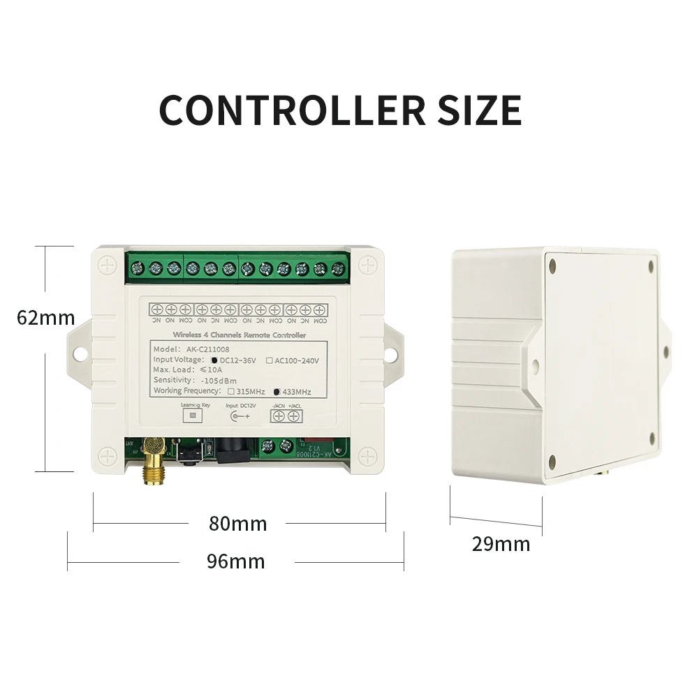 433mhz remote control receiver long distance remote control electronic receiver for lighting