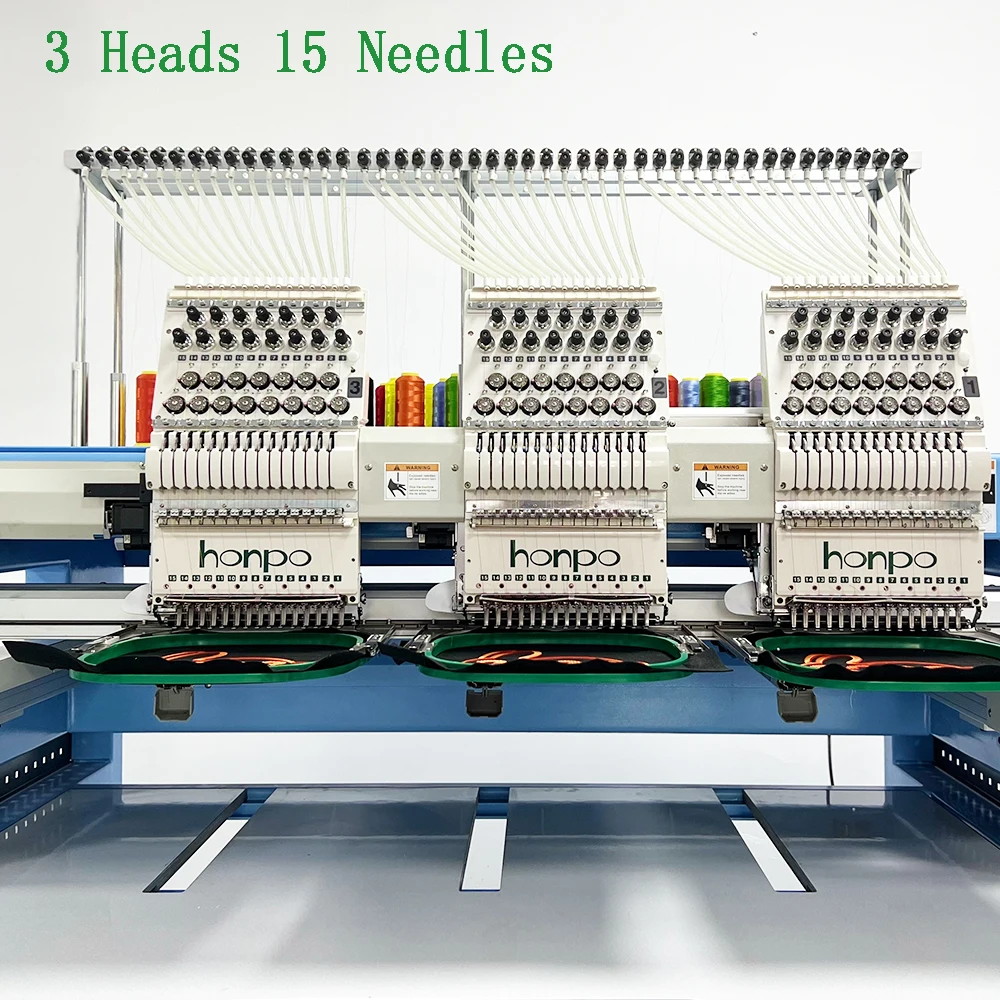HONPO Best 3 head Industrial embroidery machine for caps sweaters