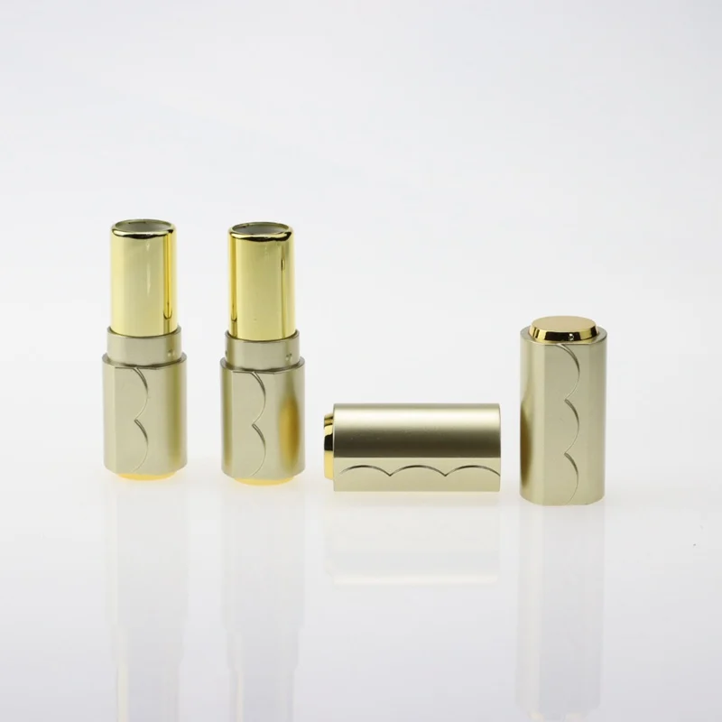 Luxury green gold round handmade empty DIY custom logo plastic lipstick tubes with waves