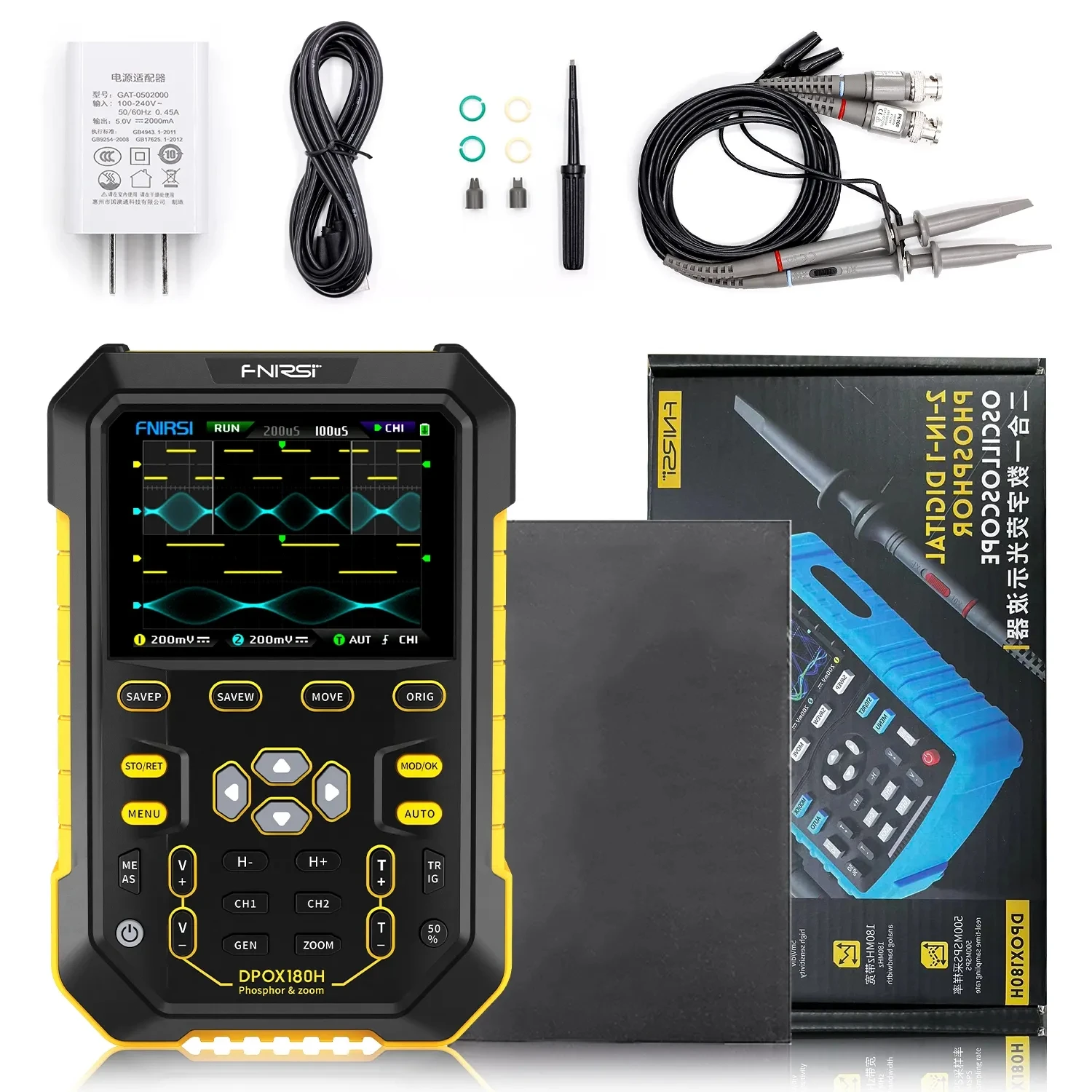 FNIRSI DPOX180H 180MHz 3DB 2in1 Dual Channel 20Mhz Signal Generator ZOOM XY FFT Oscilloscope