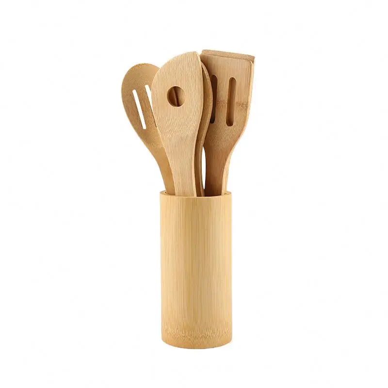 Amazon hot sale 7pcs 8pcs Cooking spatula Soup spoon Kitchen Tools bamboo kitchen utensil