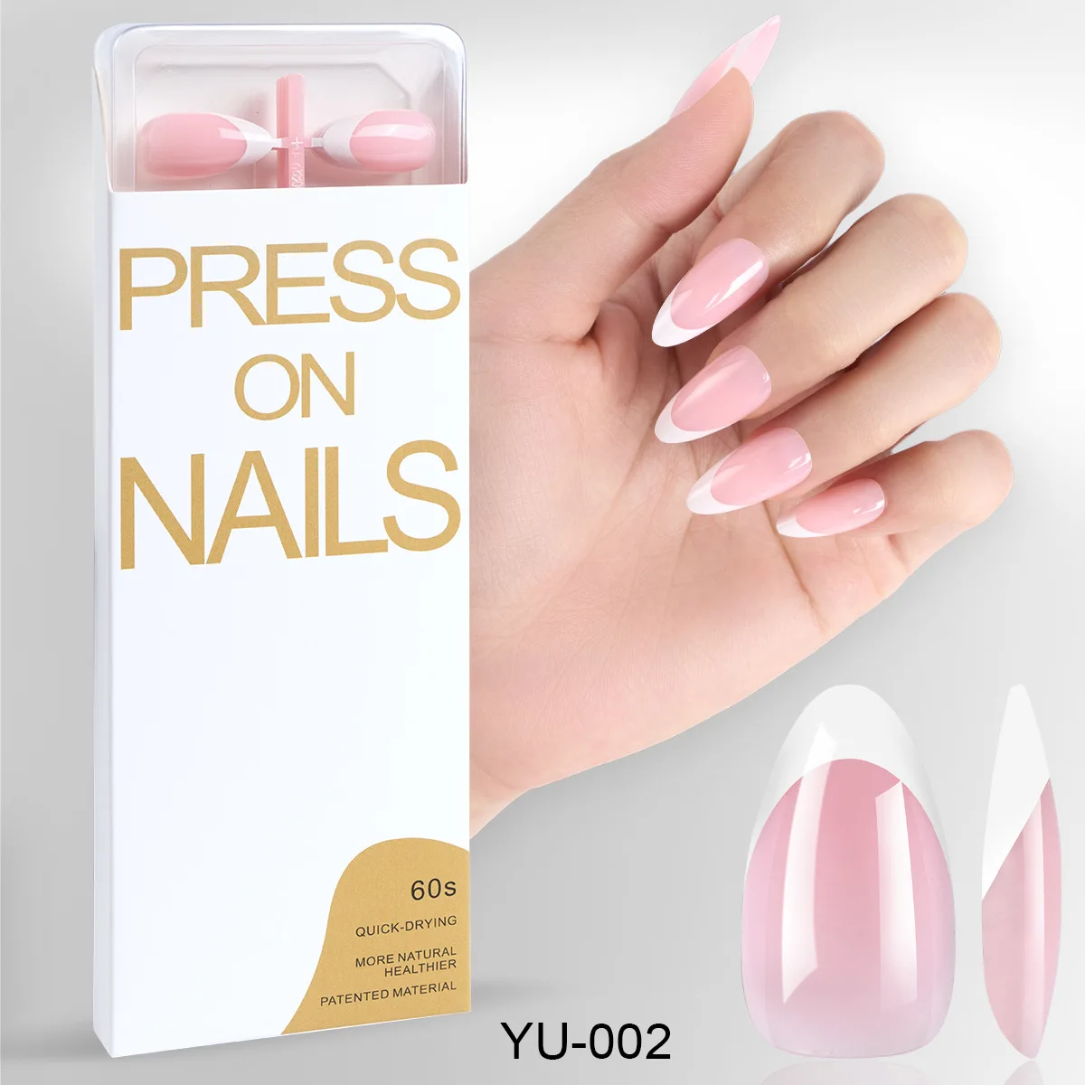 120Pcs Artificial Nails Soft Gels French Tip Wholesale Press On Nails 24 pcs/Sheet  Short French Almond Pink 12 Sizes