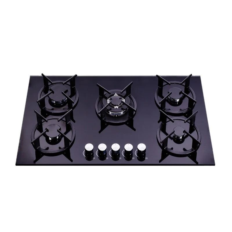 Good Price 5 Burners Tempered Glass Blue Flame Gas Stove Built In Gas Hob