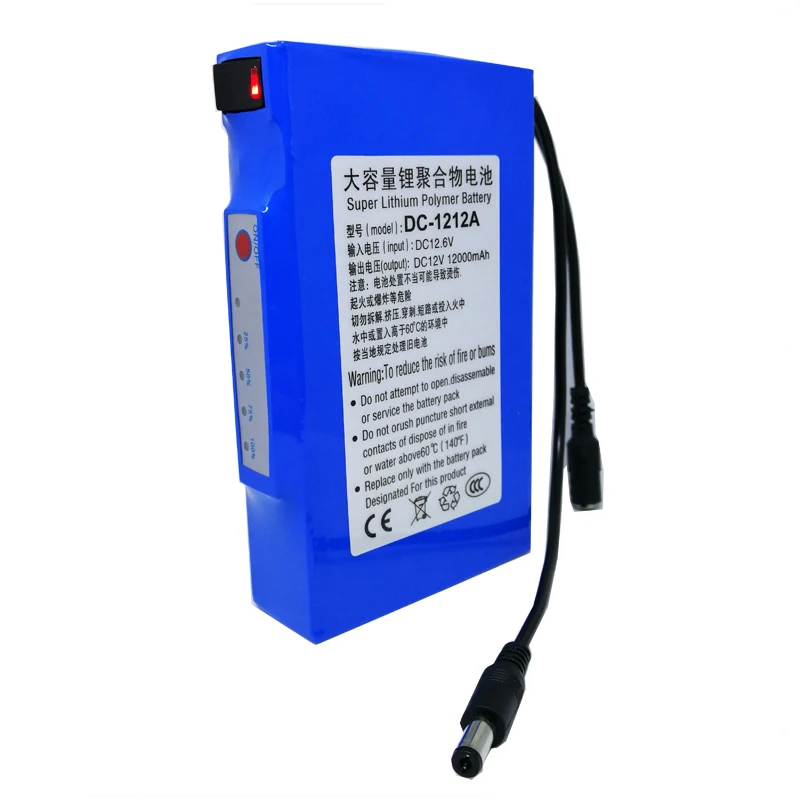 Super Rechargeable 12v 12Ah Blue Wrap Lithium Ion Battery Pack for Solar Power System LED Panel Light