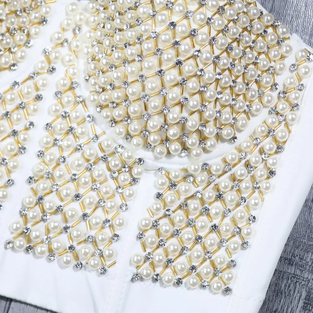 Nightclub party rhinestone-breasted tube top beam-shaped beautiful back corset waist sexy  umbilical camisole