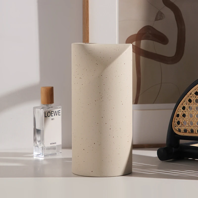 Modern Wabi-sabi Style Plain White Matte Ceramic Vase Home Decoration Patio DecorationVase Home Decoration Lanborui ceramic