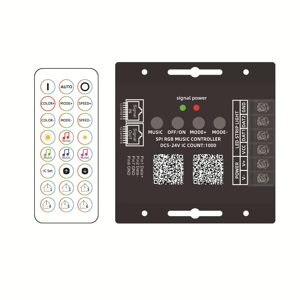 Bluetooth SPI RGBIC Music Controller 5V12V24V Smart Wifi Wireless Remote Control
