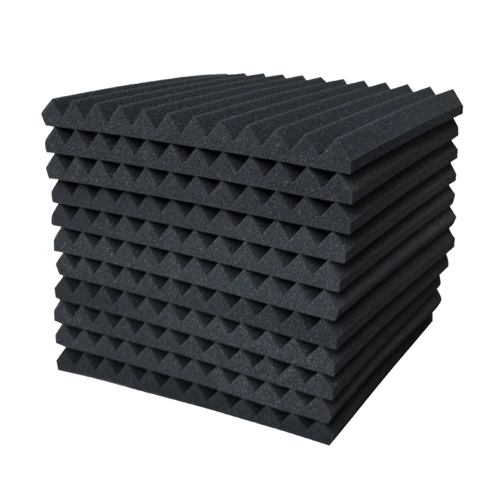 Foam Factory Custom Pyramid Wedge Shaped Black Soundproof Acoustic Foam Acoustic Panel