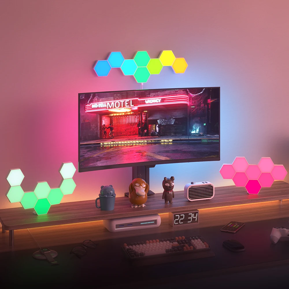 Умный Дом Новый DIY RGB шестиугольный модульный сотовый игровой шестигранный декор настенные светильники