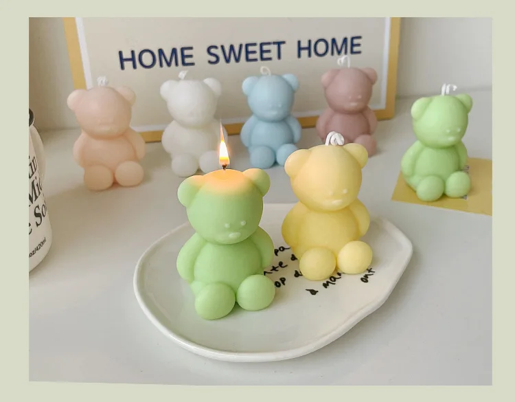 E140 High Quality Wholesale Bear Shaped Craft Candles Can Be Customized Eco-friendly Promotional Gift Scented Soy Wax Candle