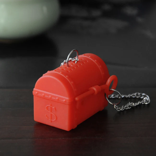 FL- Factory pirate adventure treasure chest box silicone reusable loose leaf tea infuser strainer ball infusor