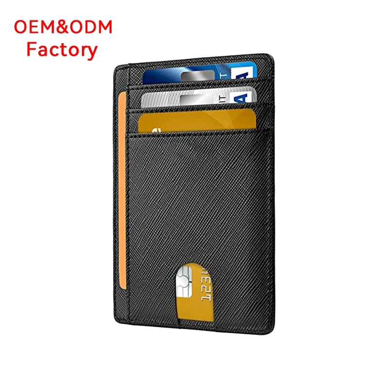 Minimalist Genuine Leather Wallet RFID Blocking Front Pocket Slim Short Business Style Men Women Button Closure Metal Lining