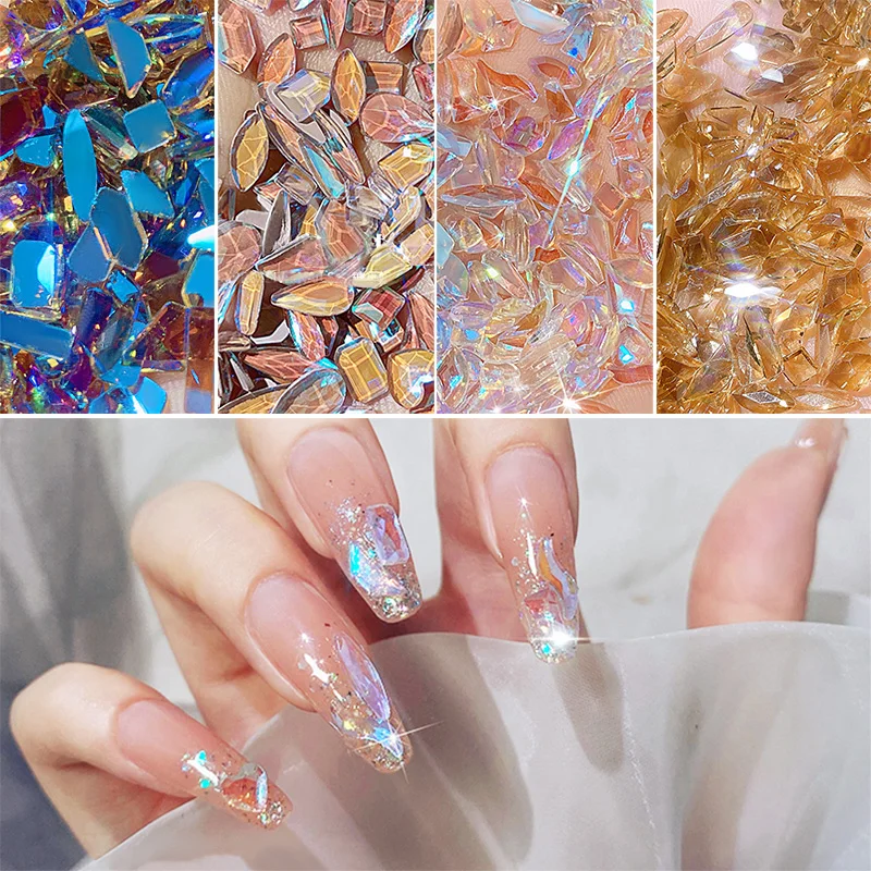 50/100pcs 3D Gems Nail Gems Art Decoration Mixed Shape Drill Aurora Nails Rhinestones Mix Crystal Nail Art Accessories