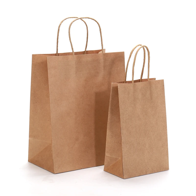 Hot sale paper shopping bag custom logo takeaway bag Brown Kraft Paper Bag