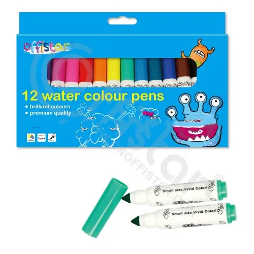 Customized kids school stationery 12 color painting art marker mini watercolor felt tip pen