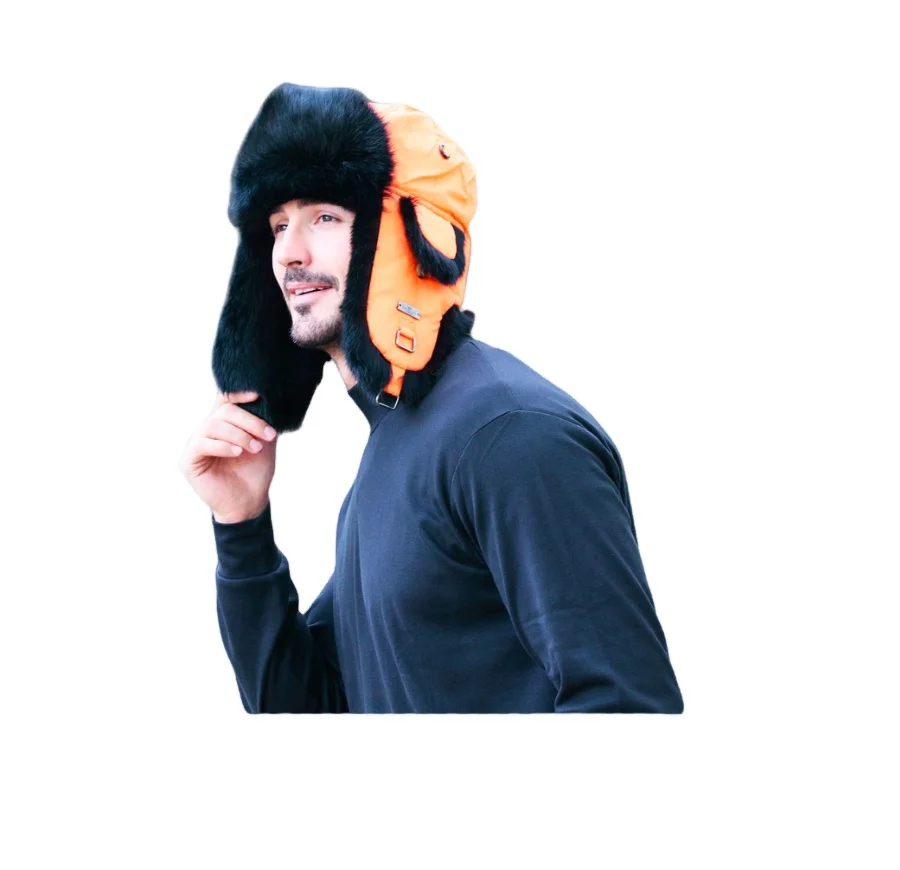 A012 FUR WINTER Custom yellow aviator hat men winter Windproof Earflaps Russian Ushanka Trooper Hats Warm Fur Plush Unisex Plain