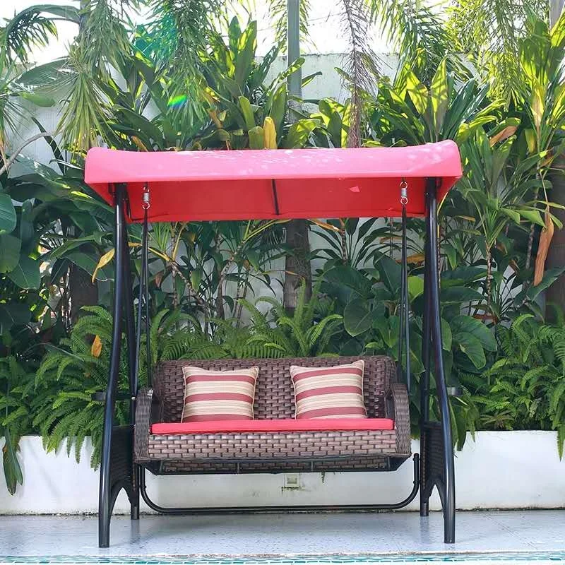 Высококачественное двухместное уличное кресло-качели из ротанга для сада