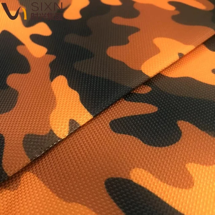 FDY Yellow Camouflage Pattern 100% Polyester 1050D*1050D Oxford PU Coating Waterproof  Fabric For Bag