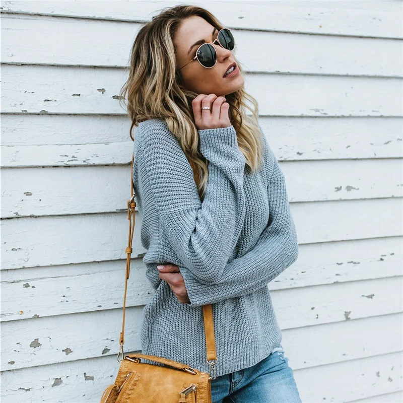 2021 Knitted Off the Shoulder Cropped Fashion Ladies Sexy Fall Winter Lady Sweater Women