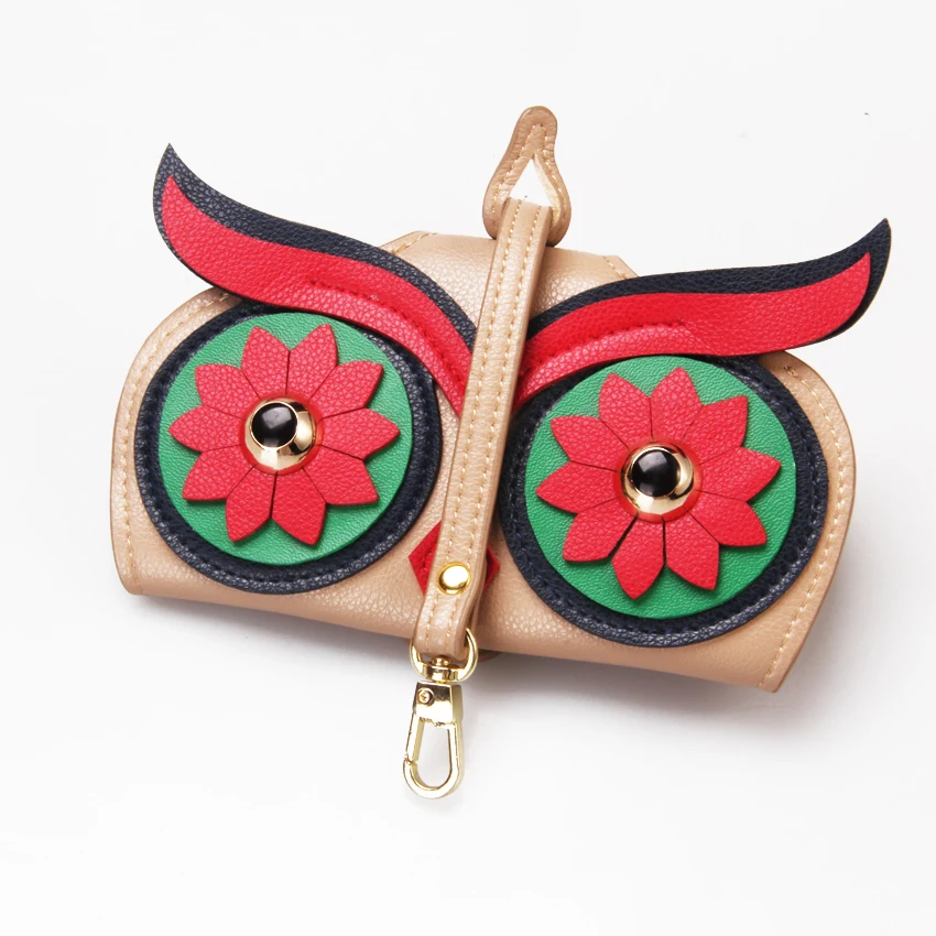 Заводской дизайн Детский милый Футляр для очков бежевый Блестящий Мягкий кожаный