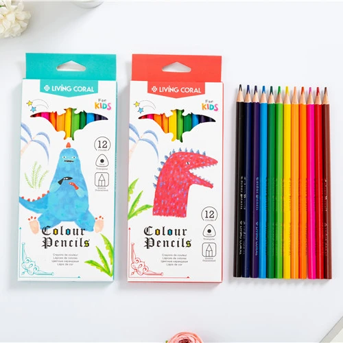 7-дюймовый 12 цветов Профессиональный масляные цветные привести треугольный стержень с высокой концентрацией деревянный цветной карандаш