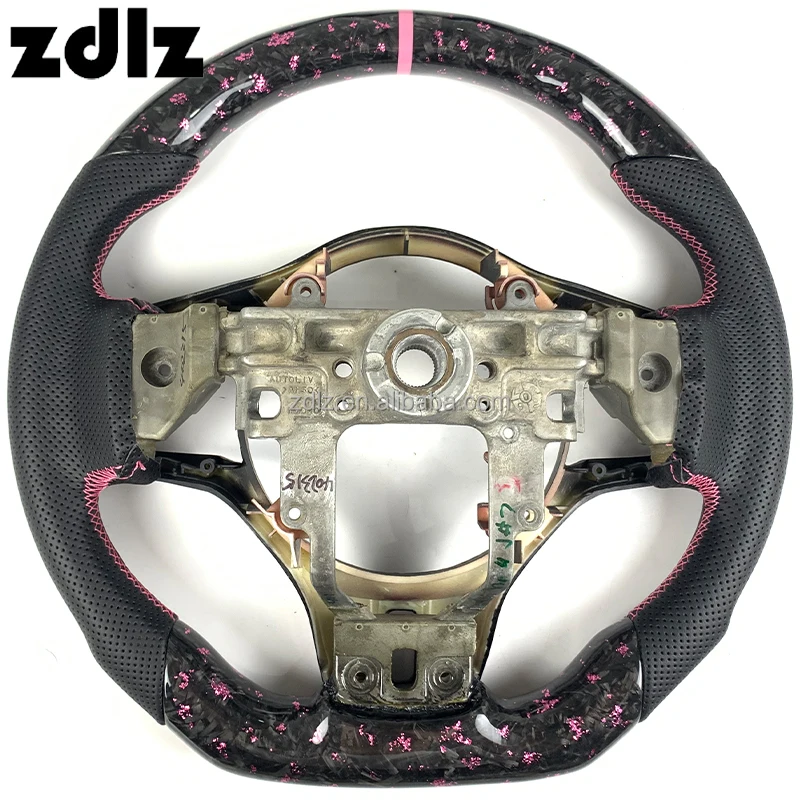 For Mitsubishi Lancer Evolution EVO X 9 3K Pink Powder Forged Carbon Fiber Steering Wheel Customized