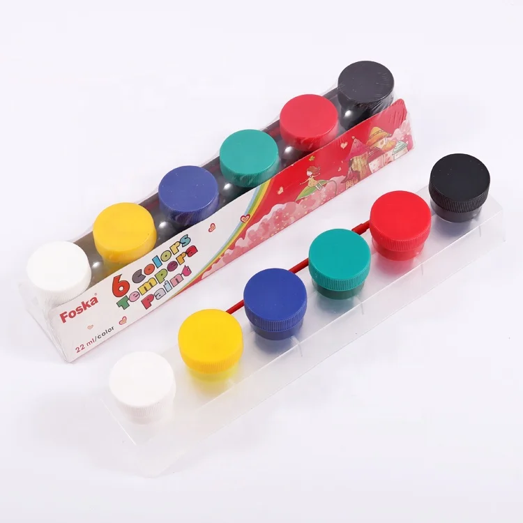 Foska Creative Paint Pots Non Toxic 1 Set 6 Colors Washable Filled Paint Set for Children Handcraft Painting Art Supplier