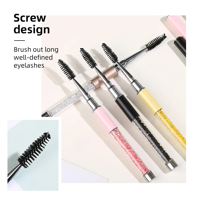 IRISMANLI Crystal Handle  Mascara Applicator Cleaning Eyelash lash Brush With Cover Spiral  Crystal Micro Mascara Wands