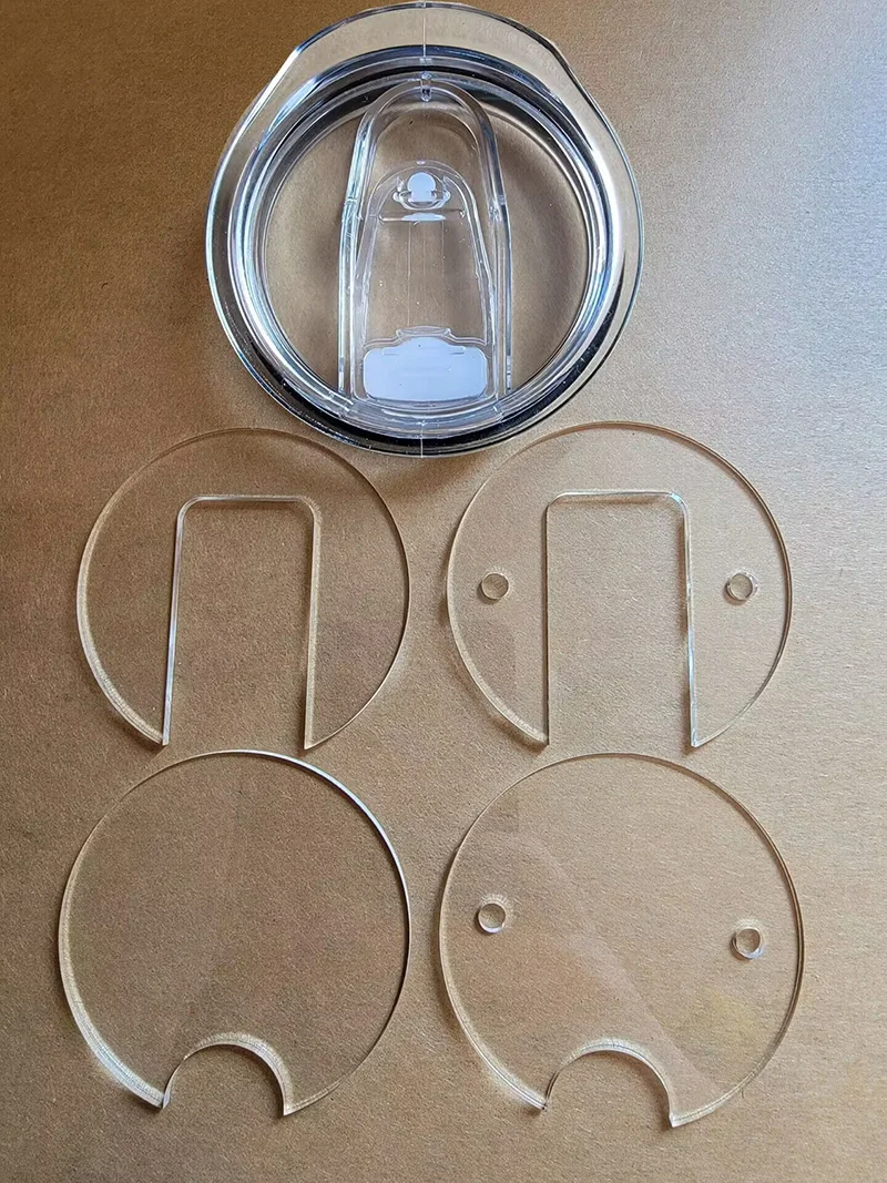 Clear Acrylic 3D Ice and Fruits Decorative Sublimation Tumbler Topper Lid Disc Base Removable Mason Jar Insert