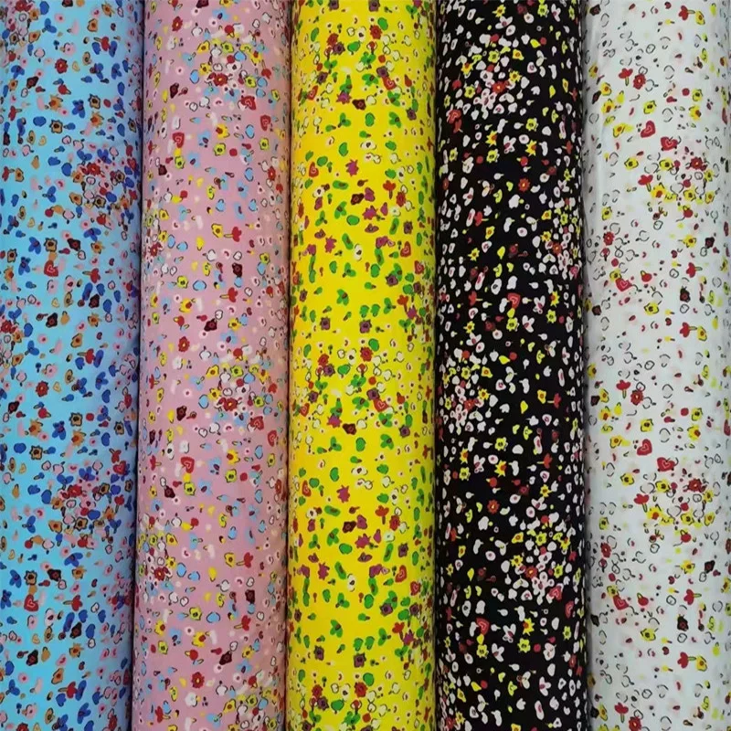 Satin Printed Chiffon Shirt Fabric In Stock Wave Dot Polyester Printed Fabric Garment Fabric