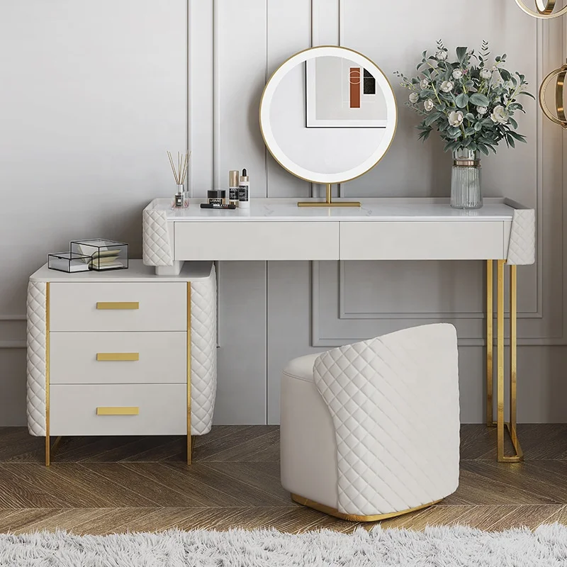 Luxury high end wooden  Dressing Room Cabinet With Mirror dresser table set furniture