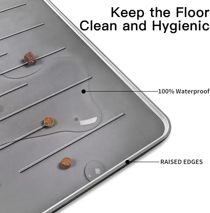 Large pet placemat custom eco-friendly silicone safe waterproof leakproof cat and dog feeding water bowl tray mat durable