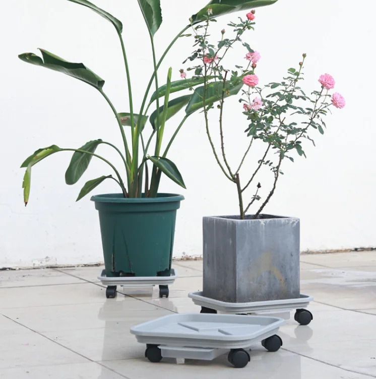 Factory Wholesale Round Square Pot Plant Stand Thickened Flower Pot Mover Holder with Drainage Water Container