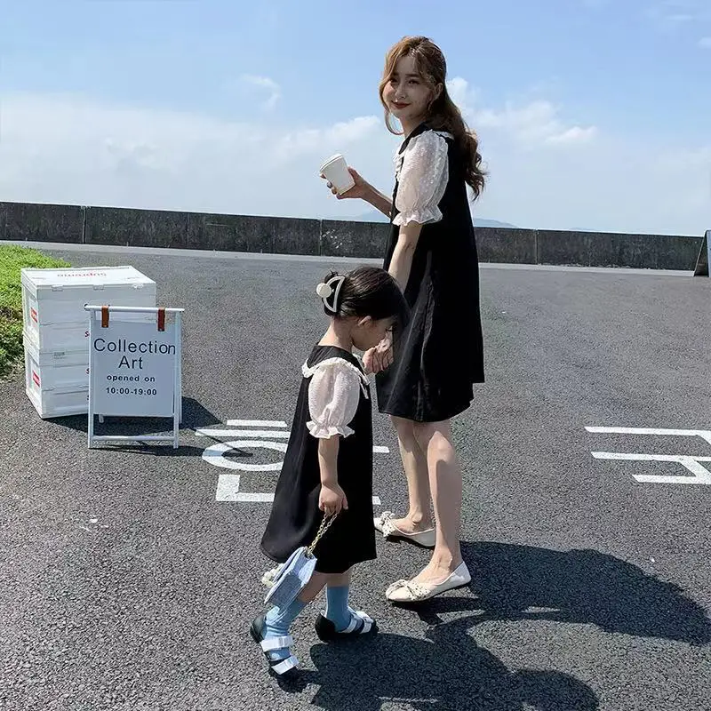 
Family Matching Outfits Autumn Summer Patchwork Floral Long Dress for Mommy and Me Clothes Mother and Daughter Clothes 