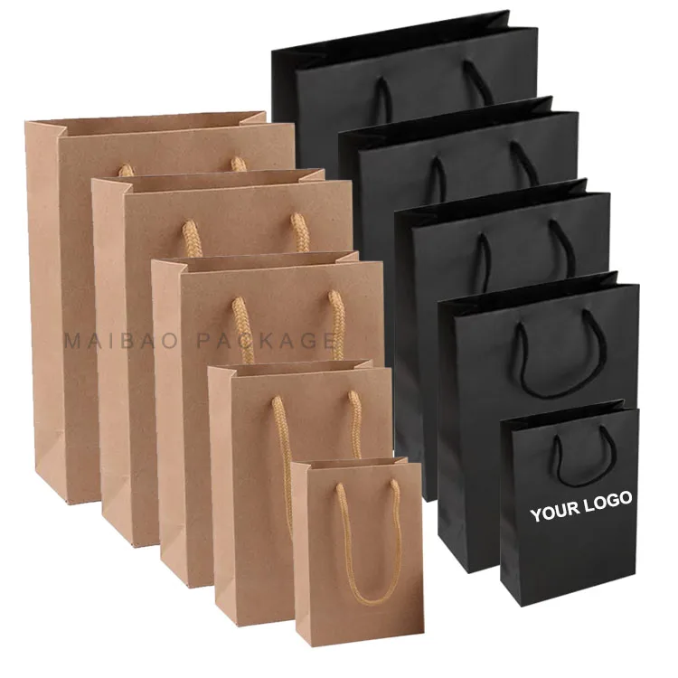 Nylon Handle Clothes Jewelry Bag Brand Custom Small Eco Friendly Kraft Paper Bag Wholesale Printing Logo Shopping Gift kraft Bag
