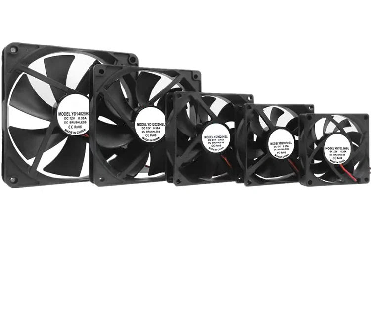 Hot Sale 60mm 70mm 80mm 92mm 120mm BLDC Micro Axial Flow Cooling Fans Silent Radial Fans in Black 12V 24V 36V OEM ODM Supported