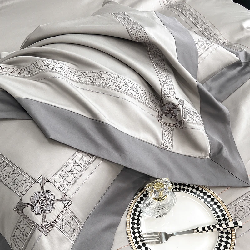 2024 Autumn And Winter New 100 Light Luxury Long-staple Cotton Embroidery Four-piece Set Of All-cotton Pure Cotton Bed Sheet