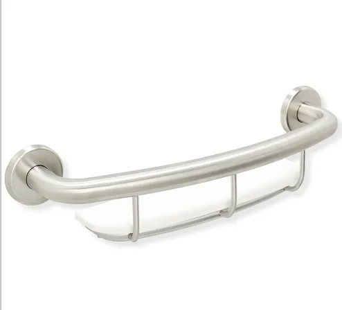 Washbasin Safety Armrest Shower Grab Bar with Shelf by Grab Bar Specialists - ADA Safety Handrail for Bathroom Bathtub Home