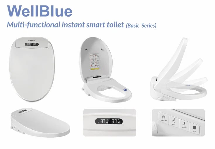 Remote control Smart bidet heated toilet seat with night light and easy installation