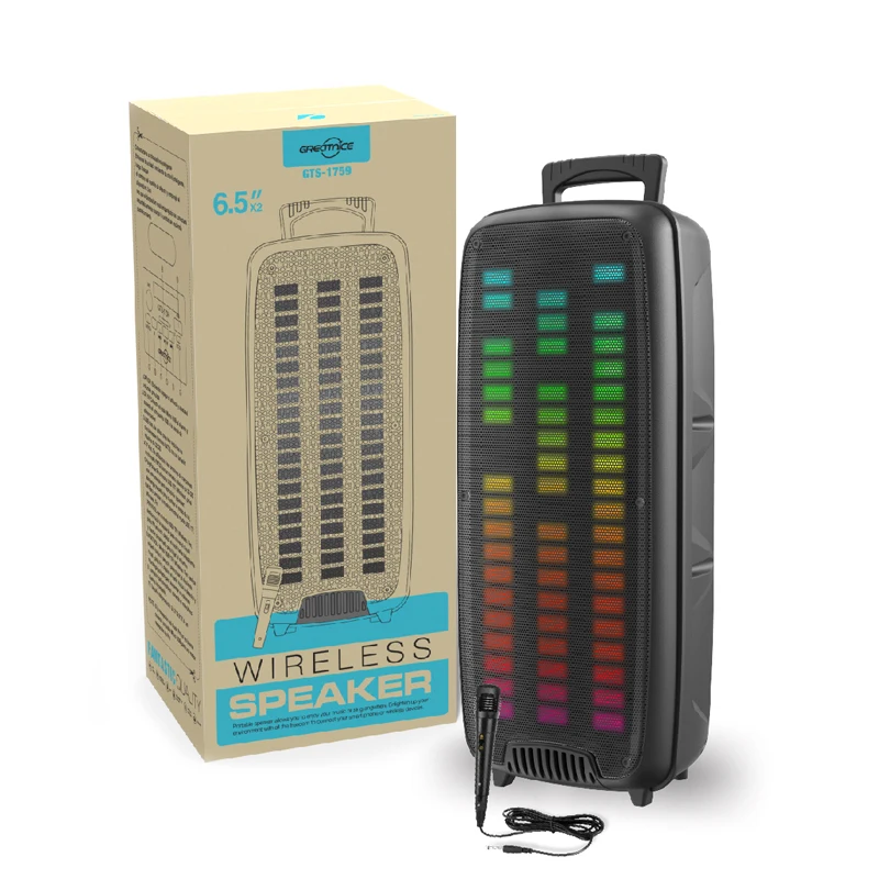 GTS 1759 New Dual 6.5 Inch Portable Big Size Speaker Outdoor Bluetooth Karaoke Caixa De Som Parlantes Speaker KTS
