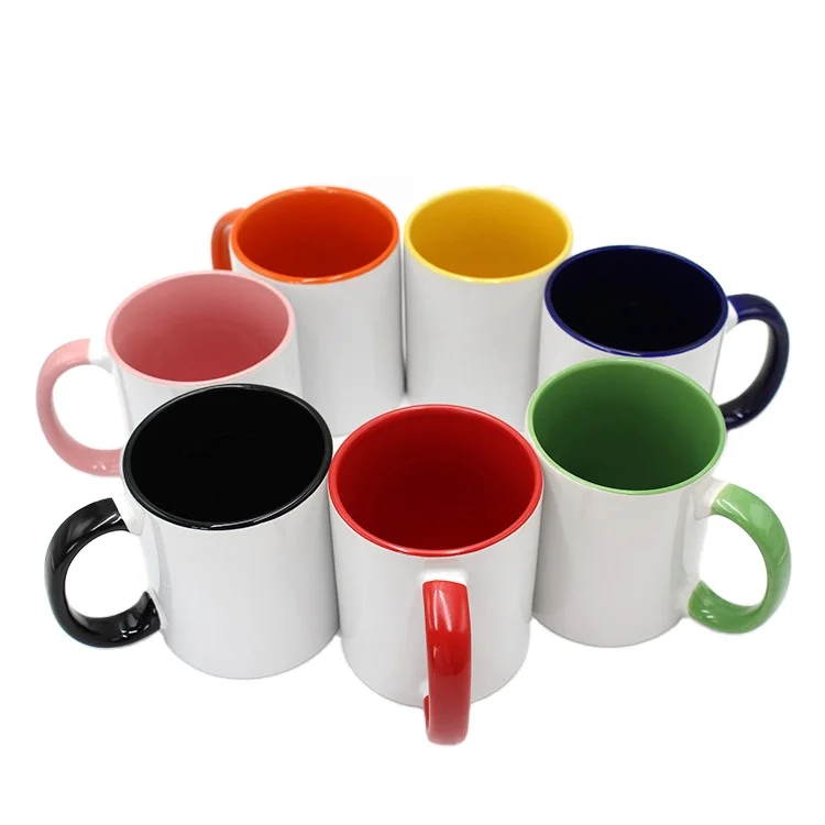 11 oz grade AAA Inner and handle colored sublimation ceramic stoneware mug