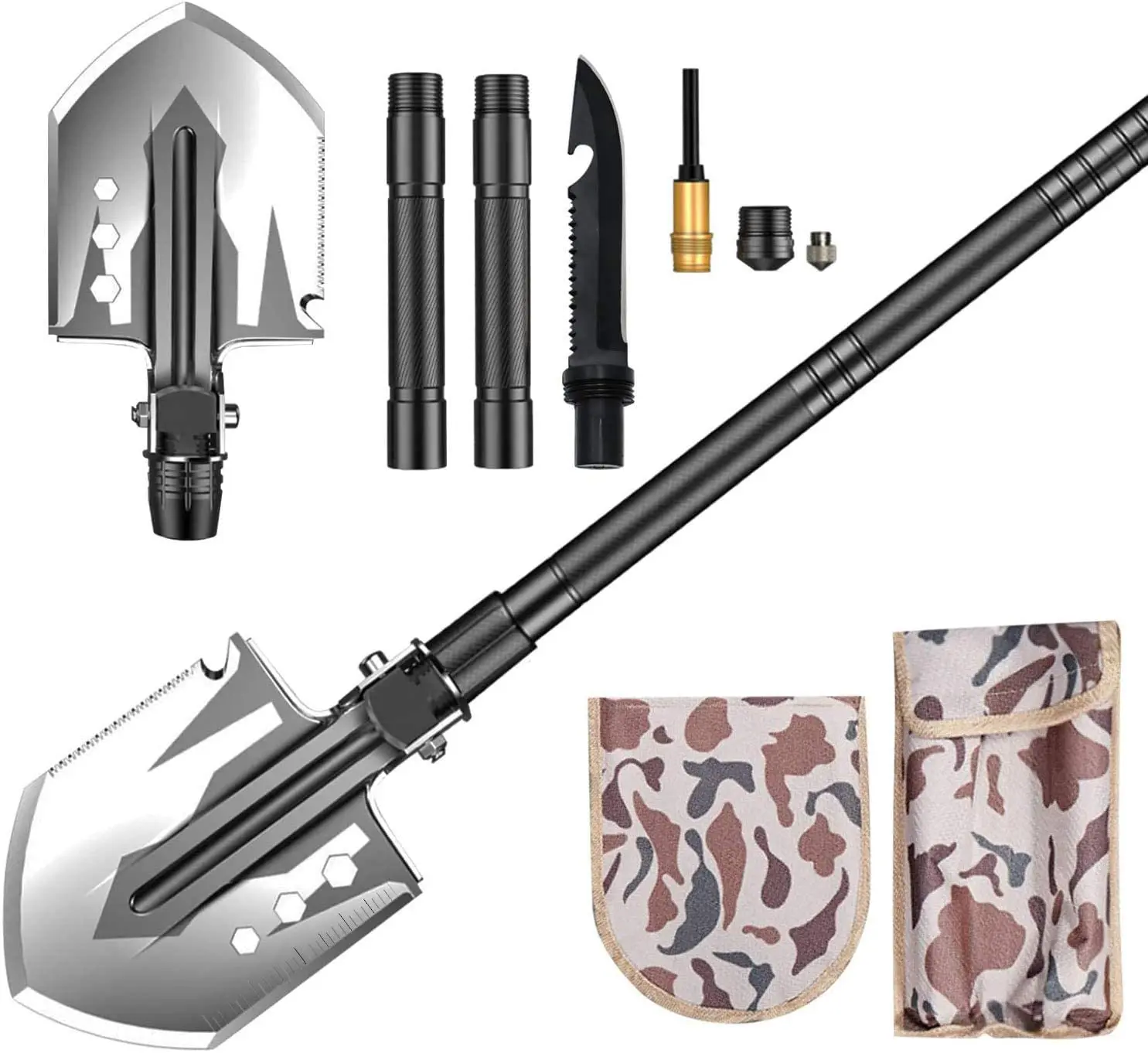 
Tactical Survival Shovel,Multitool Portable Folding Backpacking Tool Shovel for Camping,Hiking,Fishing 