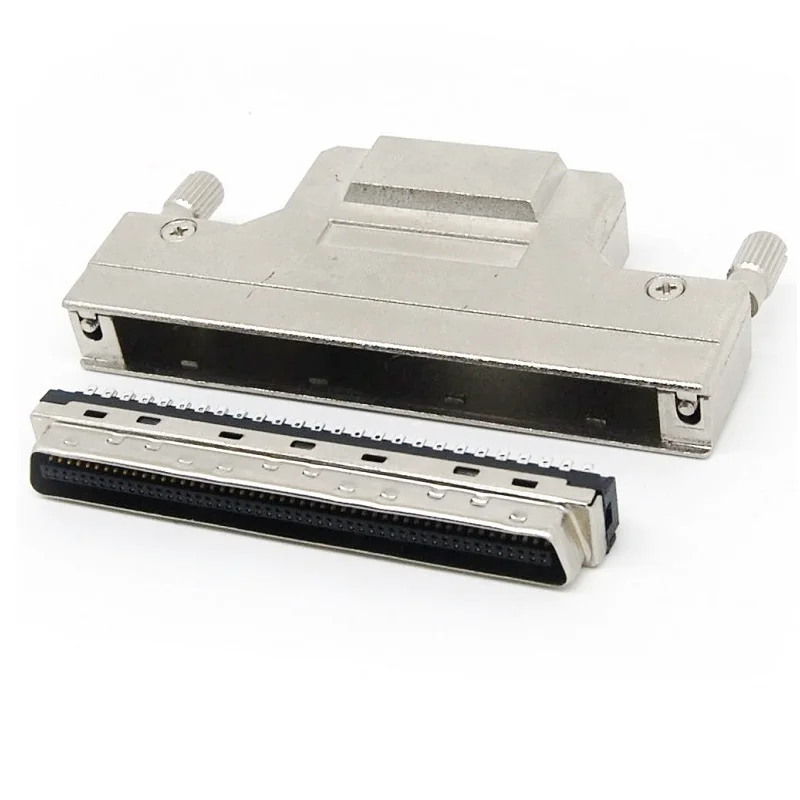 MDR SCSI 100 Pin connector HPCN scsi 100 Pin male cable connector With Metal Hood solder Type scsi 100 Pin for cable